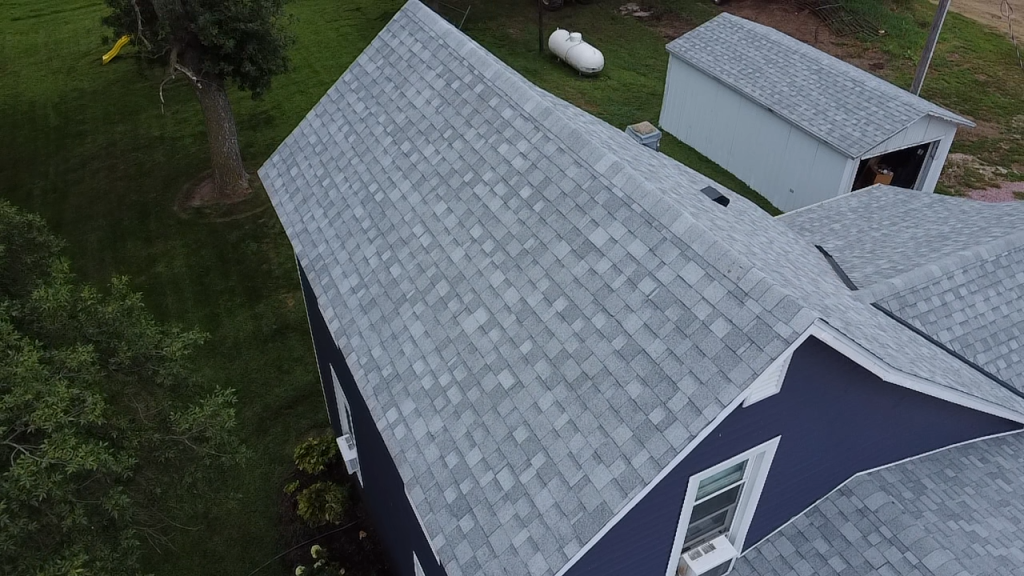 Frostone Grey architectural shingles installed on a Nebraska home, view 2