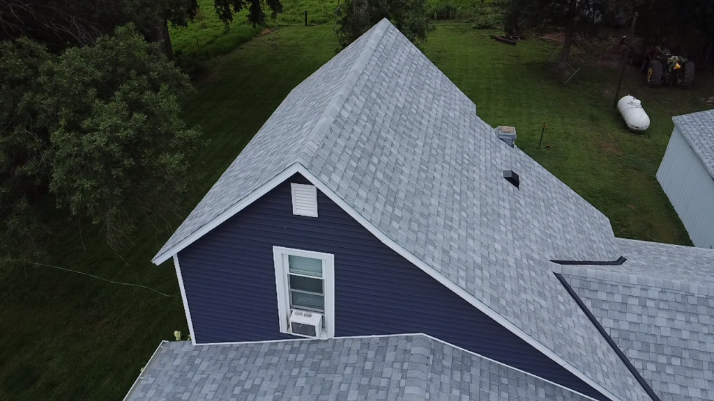 Frostone Grey architectural shingles installed on a Nebraska home, view 3